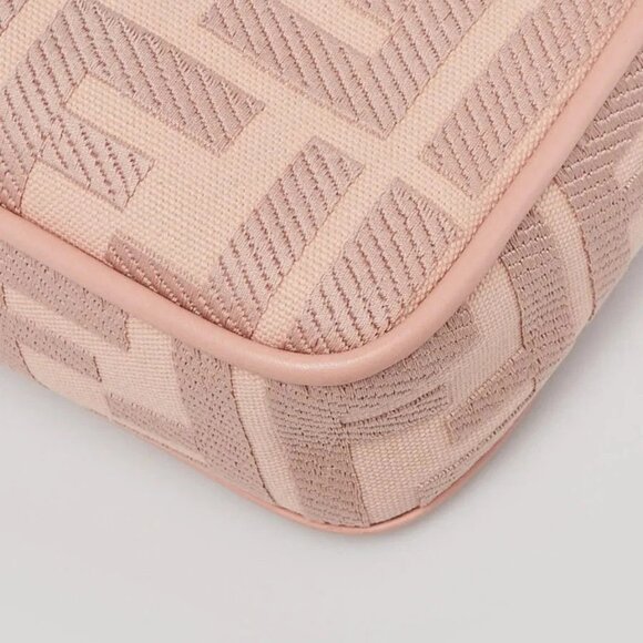 Fendi Extra Baby Pink FF Cotton Canvas Medium Baguette Bag - 8BR600 - Picture 11 of 12